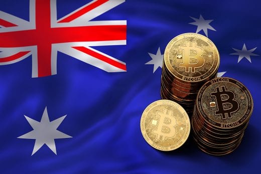 bitcoins on Australian flag
