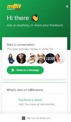 mBitcasino live chat
