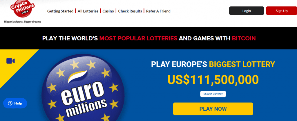 CryptoMillionsLotto is a great example of a Bitcoin lottery site