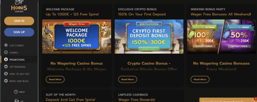 Horus Casino Screenshot 1